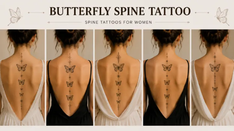 butterfly spine tattoos for women