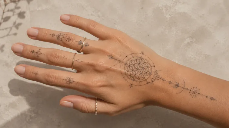 hand tattoo ideas geometric sacred patterns