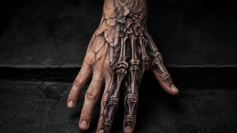 half skeleton hand