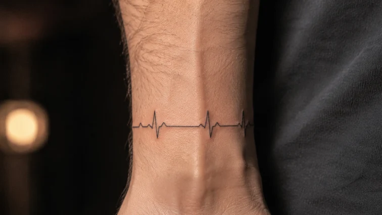heartbeat line (ekg) tattoos for men