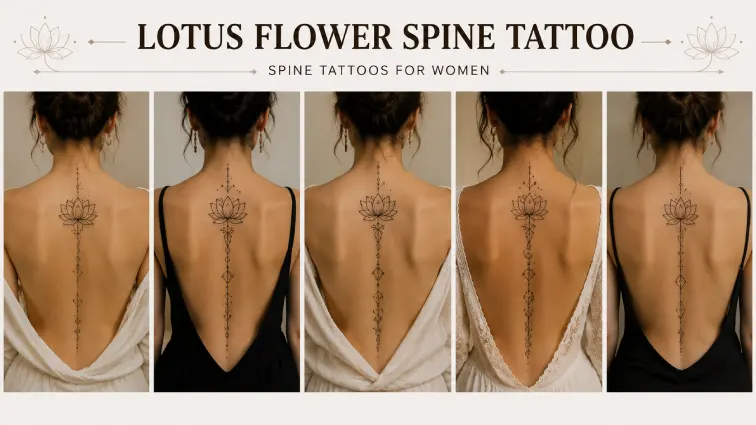 lotus flower spine tattoos