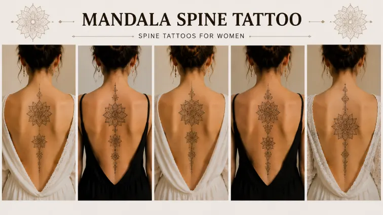 mandala spine tattoos for women