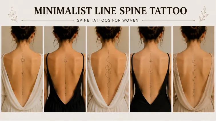 minimalist line spine tattoos