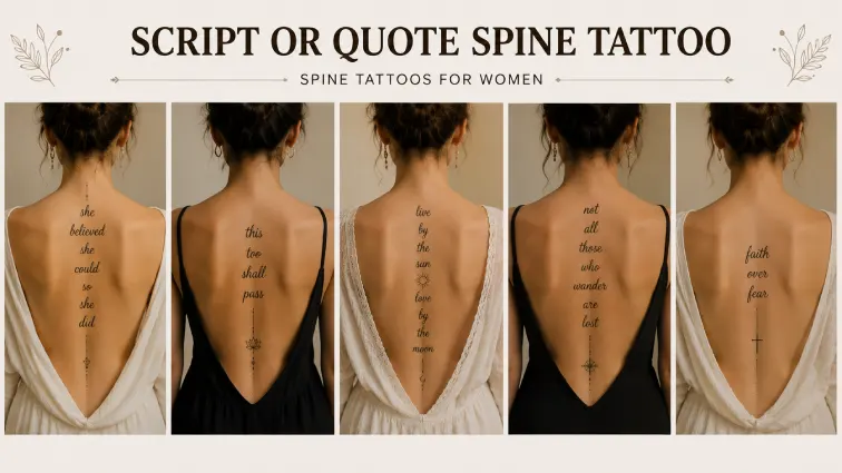 script or quote spine tattoos