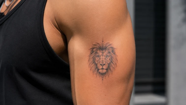 small lion head tattoos for men