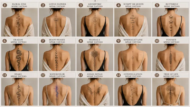 top spine tattoos for women