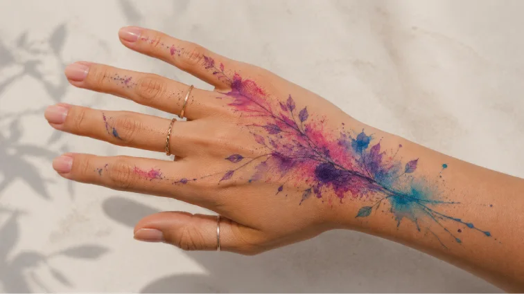 watercolor splash tattoos hand tattoo ideas