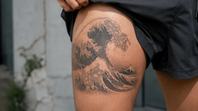 wave small tattoos for men