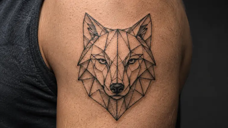 wolf head small tattoo for men
